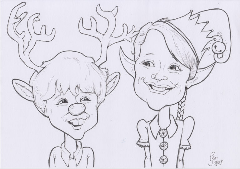 coloring in colouring in christmas xmas caricature of a brother and sister dressed as an elf and a reindeer