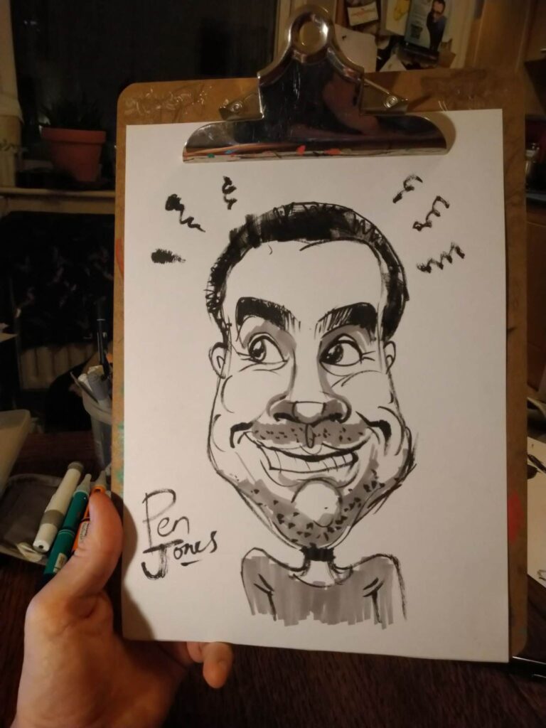 5 minute caricature by caricaturist Pen Jones