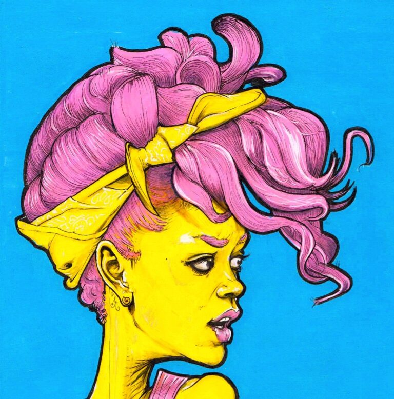 Rihanna pen jones cartoons caricature portrait wall art print