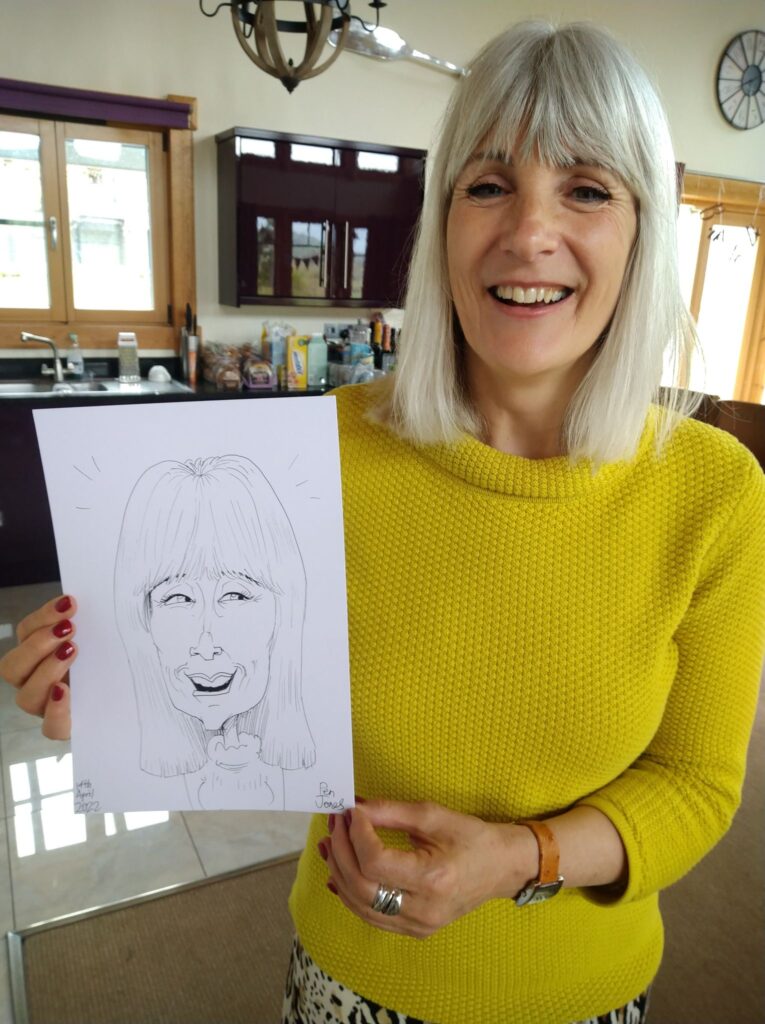 Caricature of a member of a hen party in wales