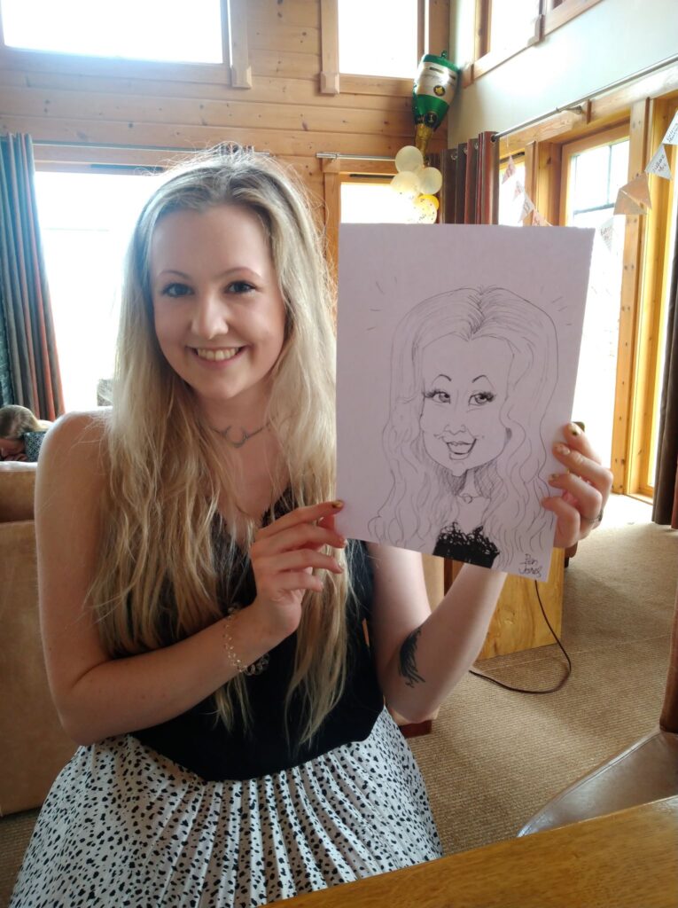 Caricature of the bride-to-be at a Hen Party in Newport