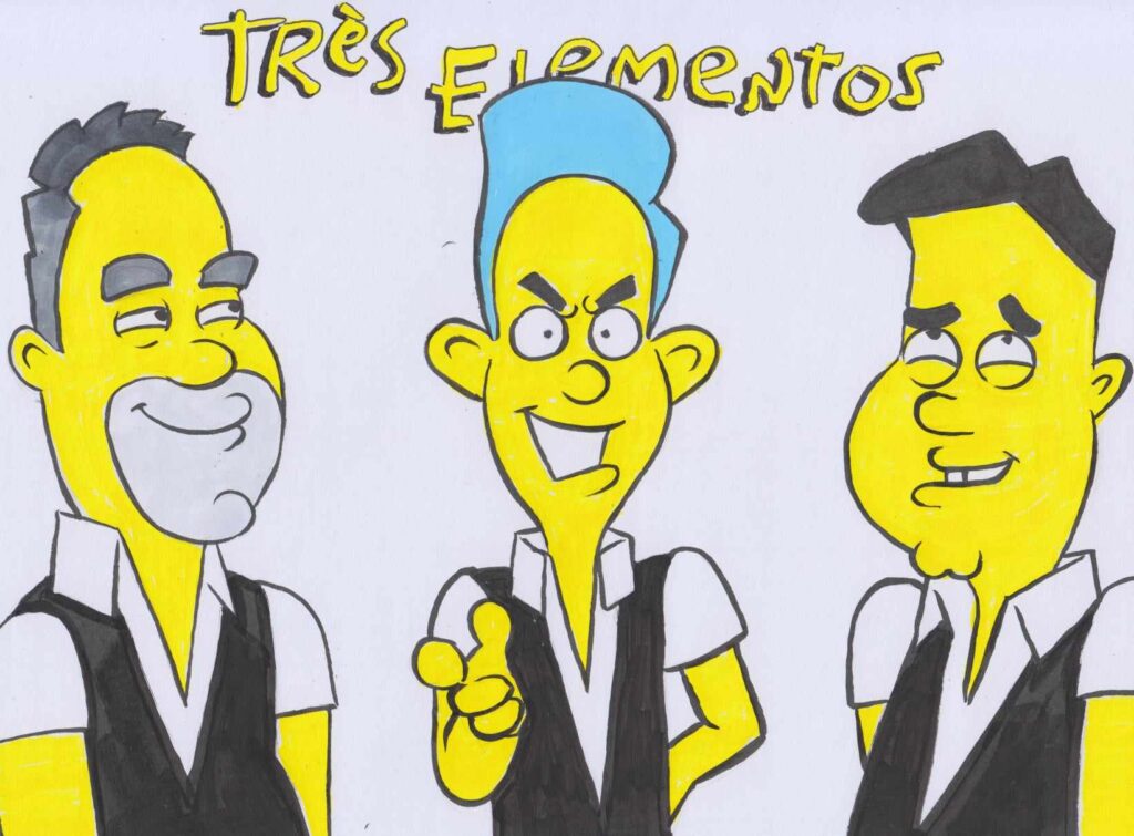 A simpsons-style band caricature portrait