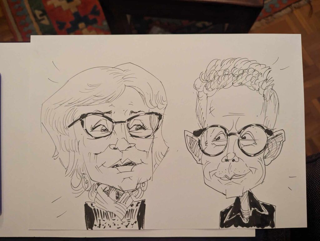 A caricature of a couple drawn in London