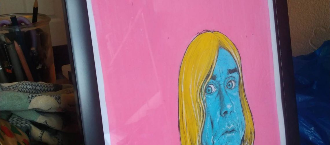 iggy pop art cartoon caricature in frame by artist pen jones