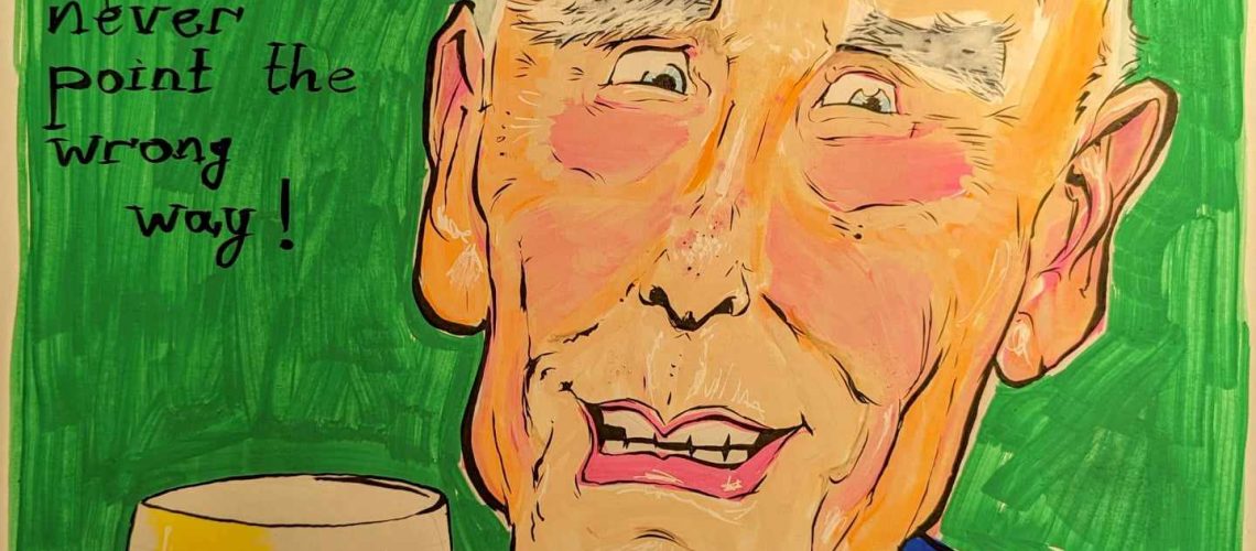 A caricature portrait for a 90th birthday with an Irish saying